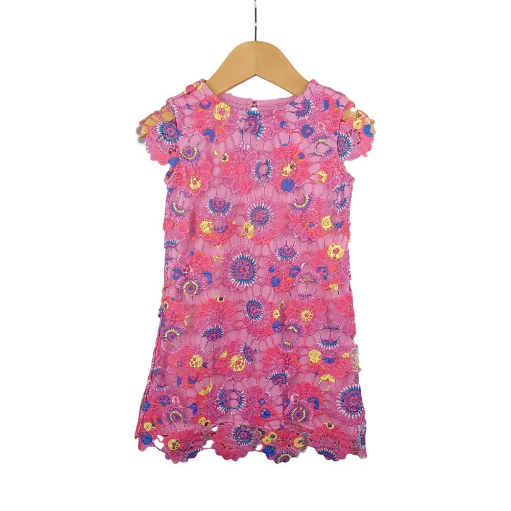 Little Angels Girls Floral Crochet Lace A-line‎ Dress Size 2T Pink Formal Party